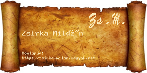 Zsirka Milán névjegykártya
